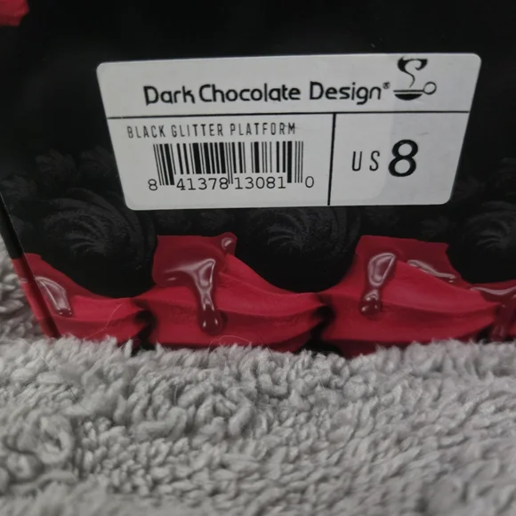 Dark Chocolate Design Black Glitter Platform Mary Jane Shoes - Picture 8 of 11